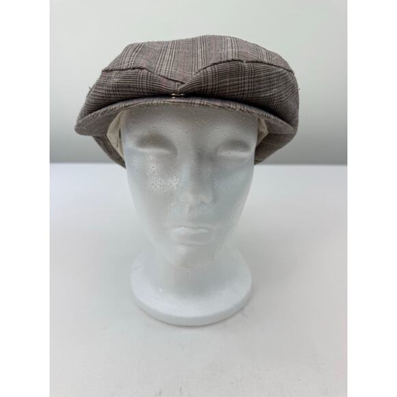 Mallory by Stetson Vintage Women’s Newsboy Hat Gray Pink Glen Plaid Union Made main image 4